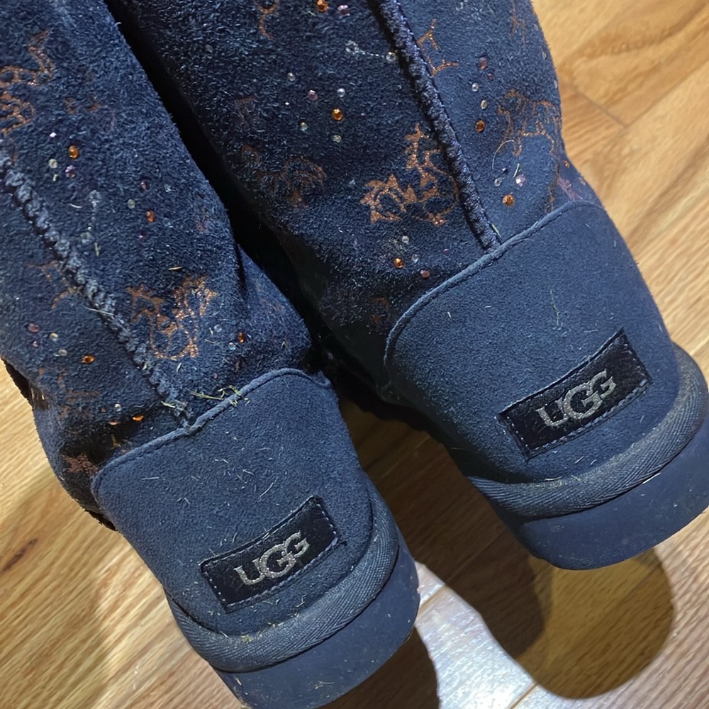 UGG navy Classic Zodiac Short Boots 7 worn once sparkle astrology